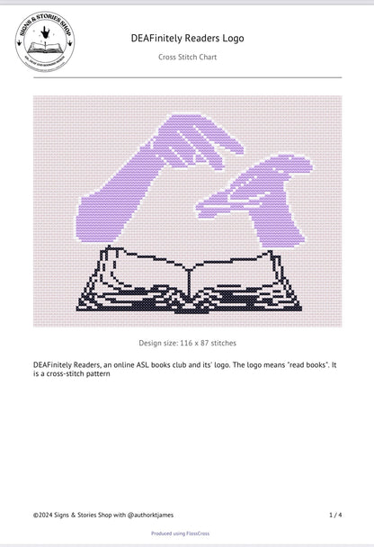 ASL "Read" over Open Book Cross-stitch Pattern & Custom Stitching