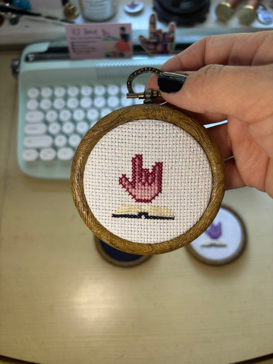 ASL "I Love You" Over Book Cross-stitch Pattern & Custom Stitching