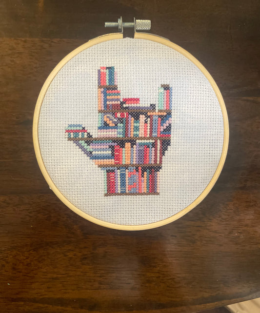 ASL "I Love You" as a BookShelf Cross-stitch Pattern & Custom Stitching