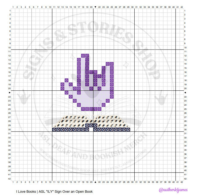 ASL "I Love You" Over Book Cross-stitch Pattern & Custom Stitching
